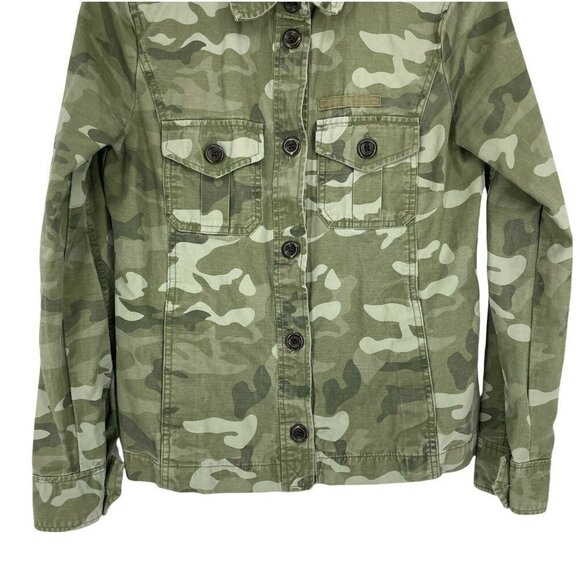 Gap Jacket Womens Sz XS Green Camo Button Up Collared Shoulder Strap Long Sleeve - Picture 6 of 7